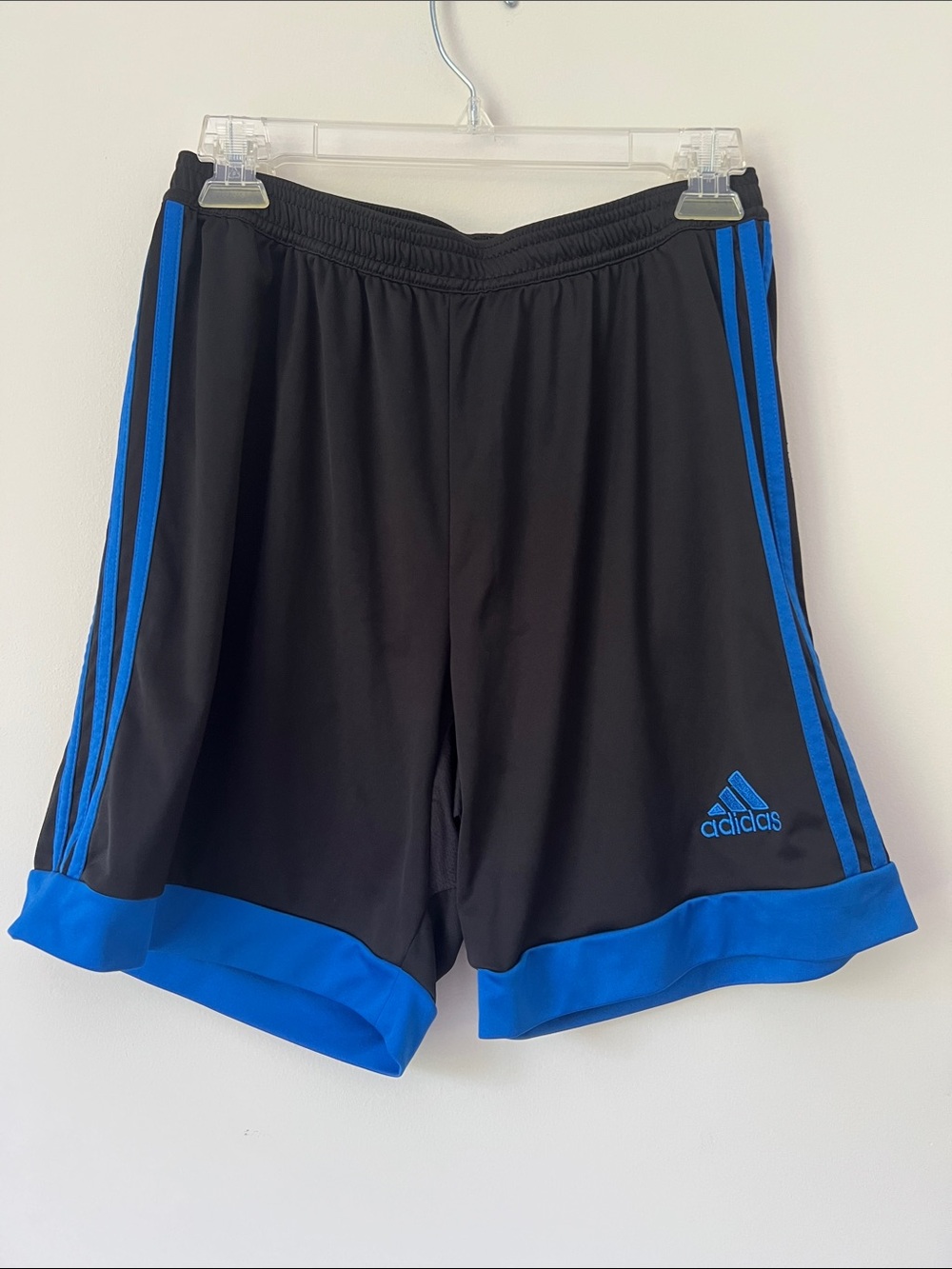 adidas Black Athletic Shorts with Blue Trim